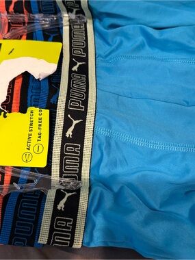 PUMA boys Boxer Briefs - Bright Blue with Branded Waistband, 3 pairs